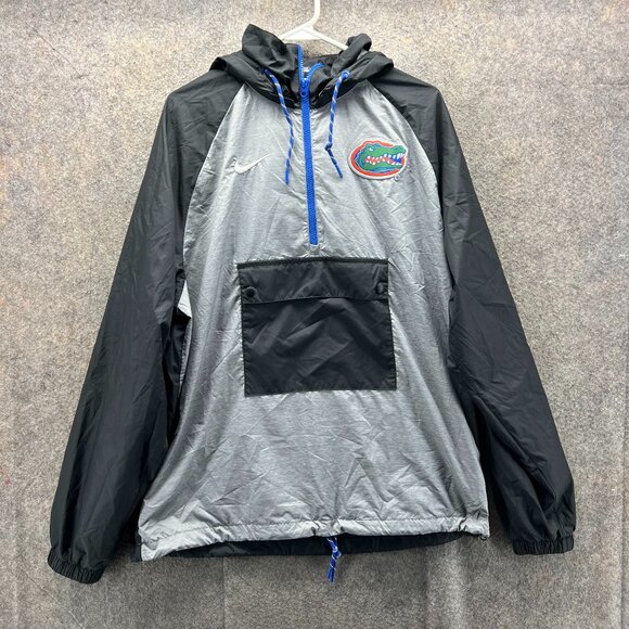 Florida Gators Jacket Mens XL Black Gray Half Zip Windbreaker Swoosh Anorak Nike - Picture 1 of 11